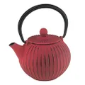 Avanti Ribbed Round Cast Iron Teapot, Red/Black, 15105