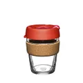 KeepCup Brew Cork | Reusable Tempered Glass Coffee Cup | Travel Mug with Splash Proof Lid, Recovered Cork Band, BPA & BPS Free | Medium 12oz/340ml |Daybreak