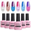 AIMEILI Soak Off UV LED Gel Nail Polish Temperature Colour Changing Multicolour/Mix Colour/Combo Colour Set Of 6pcs X 10ml - Kit Set 14