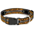 Buckle-Down Plastic Clip Collar - Tiger Eyes - 1/2" Wide - Fits 9-15" Neck - Large