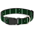 Buckle-Down Plastic Clip Collar - Guitar Neck Black/White/Lime Green - 1" Wide - Fits 15-26" Neck - Large
