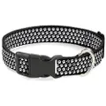 Buckle-Down 18-32" Paw Print Black/White Plastic Clip Collar, Wide Large
