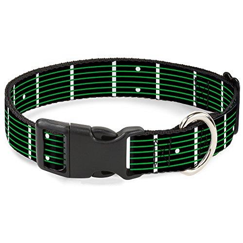 Buckle-Down Plastic Clip Collar - Guitar Neck Black/White/Lime Green - 1" Wide - Fits 9-15" Neck - Small