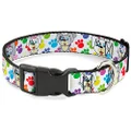 Buckle-Down 6-9" Puppies with Paw Prints White/Multicolor Plastic Clip Collar, Narrow Small