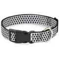 Buckle-Down 18-32" Paw Print White/Black Plastic Clip Collar, Wide Large