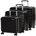 Amazon Basics Hardside Expandable Spinner Suitcase, Black, 3-piece (55cm, 68cm, 78cm)