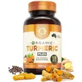 Organic Turmeric Capsules PLUS 120caps with black pepper and ginger - Australian Owned & Manufactured whole food Certified Organic