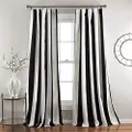 Lush Decor, Black Wilbur Stripe Light Filtering Window Curtain Panel Pair, 108" x 52", 52" W x 108" L