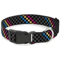 Cat Collar Breakaway Checker Stripe Black Gray Blue Gold Pink 8 to 12 Inches 0.5 Inch Wide