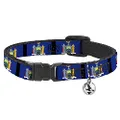 Cat Collar Breakaway New York Flags Black 8 to 12 Inches 0.5 Inch Wide