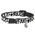 Cat Collar Breakaway Owl Sketch Black White Multi Color 8 to 12 Inches 0.5 Inch Wide