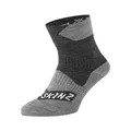 SEALSKINZ Unisex Waterproof All Weather Ankle Length Sock, Black/Grey Marl, Small