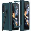 NINKI Compatible Samsung Galaxy Z Fold 4 Case with Screen Protector & S Pen,Hinge Protection Case for Samsung Z Fold 4 Case with S Pen Holder,Samsung Z Fold 4 5g Case Galaxy Fold 4 5g Phone Case Green