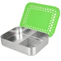 LunchBots Bento Trio Large Stainless Steel Food Container - Three Section Design Holds Sandwich and Two Sides - Bento Lunch Box for Kids or Adults - Dishwasher Safe and BPA-Free Green Dots