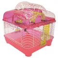 YML Clear Plastic Dwarf Hamster Mice Cage with Ball on Top, Pink