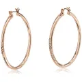 GUESS "Basic" Rose Gold Stone Front Hoop Earrings, Medium, Metal