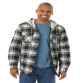 Wrangler Authentics Men's Big-Tall Long Sleeve Quilted Lined Flannel Shirt Jacket with Hood, Caviar/Black Hood, 3XL