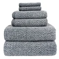 Everplush Diamond Jacquard (Set of 6 Pieces) Bath Towel Set, Dusk (Grey Blue)