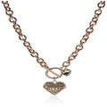 GUESS Women's Toggle Logo Charm Necklace, Rose Gold, One Size, One Size, Glass