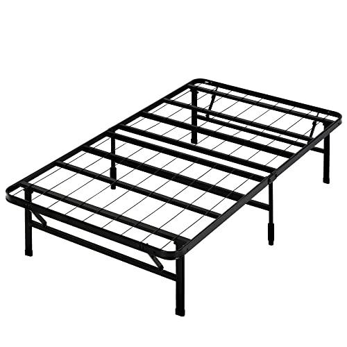 Zinus Smartbase Single Bed Base Frame Foldable Premium Metal Heavy Duty Steel - Folding Bed Platform Mattress Foundation with Under Bed Storage, Black