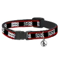 Cat Collar Breakaway Double Swag Black White Red Stripe 8 to 12 Inches 0.5 Inch Wide