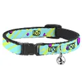 Cat Collar Breakaway Eighties Party Blue Yellow Pink 8 to 12 Inches 0.5 Inch Wide