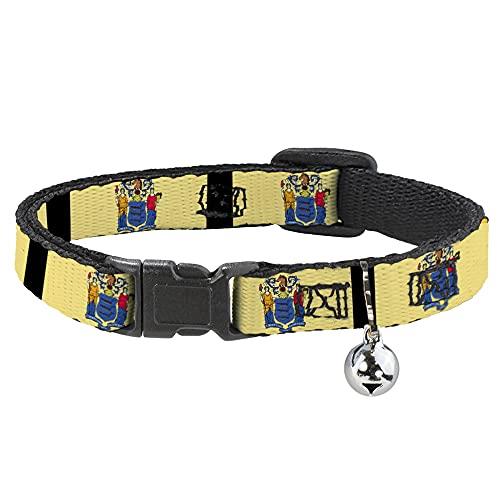 Cat Collar Breakaway New Jersey Flags Black 8 to 12 Inches 0.5 Inch Wide