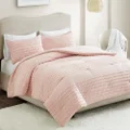 Comfort Spaces CS10-1074 Phillips Comforter Reversible 100% Cotton Face Jacquard Tufted Chenille Dots Ultra-Soft Overfilled Down Alternative Hypoallergenic All Season Bedding-Set, Twin/Twin XL, Blush