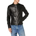 Emporio Armani Men's Fitted Full Zip Eco Leather Jacket, Black, Small