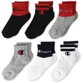 Champion Kid's Sock Multipacks, Quarter Stripe - Black, 9-11