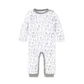 Burt's Bees Baby Baby-Boys Romper Jumpsuit, 100% Organic Cotton One-Piece Short Sleeve Shortall, Long Sleeve Coverall, Grey Letter Bee, 6 Months