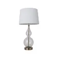 Lexi Lighting Evaine Table Lamp, Unique Shape with Glass Base, E27 Lamp Holder, White Shade, Antique Brass Stem, Elegant and Functional Lighting Solution