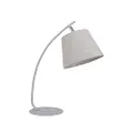 Lexi Lighting Letizia Table Lamp, White E27 Metal Base, Cream White Fabric Shade, Adjustabl Angle, Slim, Curved Arc Design for Modern Décor