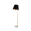 Lexi Lighting Rieka Floor Lamp, Black Fabric Shade, Interior Coated Gold Finish, Brass Metal Stand, Marble Base, E27, 162cm Height, Perfect for Sofa Side and Corner Decor in Living Room