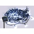 Lexi Lighting Solar 100 LED Fairy Light Chain, Dark Green Cable, White, 4.9M Outdoor String Lights, Solar Powered with 8 Functions Mode, Memory Hold, Christmas, Garden Parties, and Decorations