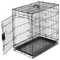 Amazon Basics Foldable Metal Wire Dog Crate with Tray, Single Door, 76cm Length