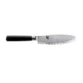 Shun Classic 6-inch Ultimate Utility Versatile, Multifunction Knife with Proprietary VG-MAX Cutting Core and Stainless-Steel Damascus Cladding Handcrafted in Japan by Highly-Skilled, 6 Inch,Black