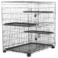 Amazon Basics 3-Tier Wire Cat Cage Playpen Kennel, Large, 91.44 x 55.88 x 129.54 CM, Black