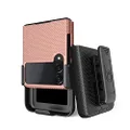 BELTRON Case with Clip for Galaxy Z Flip 3 5G, Thin Fit Tough Protective Cover with Rotating Belt Hip Holster Combo and Built in Kickstand Designed for Samsung Galaxy Z Flip3 5G (SM-F711 2021) - Rose