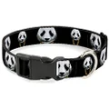 Buckle-Down Plastic Clip Dog Collar, Panda with Gold Chain Black, 8 to 12 Neck Size x 0.5 Inch Width
