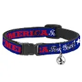 Cat Collar Breakaway Merica Fuck Yeah Star Blue Red White 8 to 12 Inches 0.5 Inch Wide