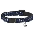 Cat Collar Breakaway Anchors Navy White 8 to 12 Inches 0.5 Inch Wide