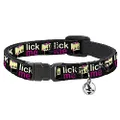 Cat Collar Breakaway Lick Me Battery Cartoon 8 to 12 Inches 0.5 Inch Wide