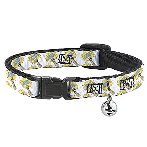 Cat Collar Breakaway Fist Pump White Yellow 8 to 12 Inches 0.5 Inch Wide