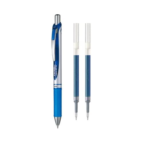 Pentel Energel Retractable Gel Pen 0.7mm Blue Ink + 2 Blue Ink Refills (YBL77-C2R)