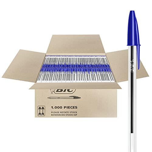 BIC Cristal Original Ball Pen, Blue Ink, Bulk Pack of 1000 Pens - Medium Point (1.0 mm)