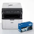 BROTHER MFC-1810 Value Pack Mono Laser Multi-Function Centre, USB 2.0, Compact, A4 Printer, Small Office/Home Printer, Up to 1700pgs Inbox, Light Grey/Cream (MFC-1810VP)