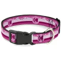 Buckle-Down Plastic Clip Dog Collar, Colorado Paw with Mountains Pink, 16 to 23 Neck Size x 1.5 Inch Width