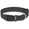 Buckle-Down Plastic Clip Dog Collar, Chain Link Fence Grey, 15 to 26 Neck Size x 1.0 Inch Width
