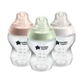 Tommee Tippee Closer to Nature Newborn Baby Bottles, Slow Flow Breast-Like Teat with Anti-Colic Valve, 260ml, Pack of 3, 0 Months+